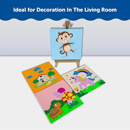 Mini Leaves Mini Canvas Art and Craft Paint Kit for Beginner With Wooden Easel, Colours, Painting Brush for Girls Boys 4-6 Years | Set of 4