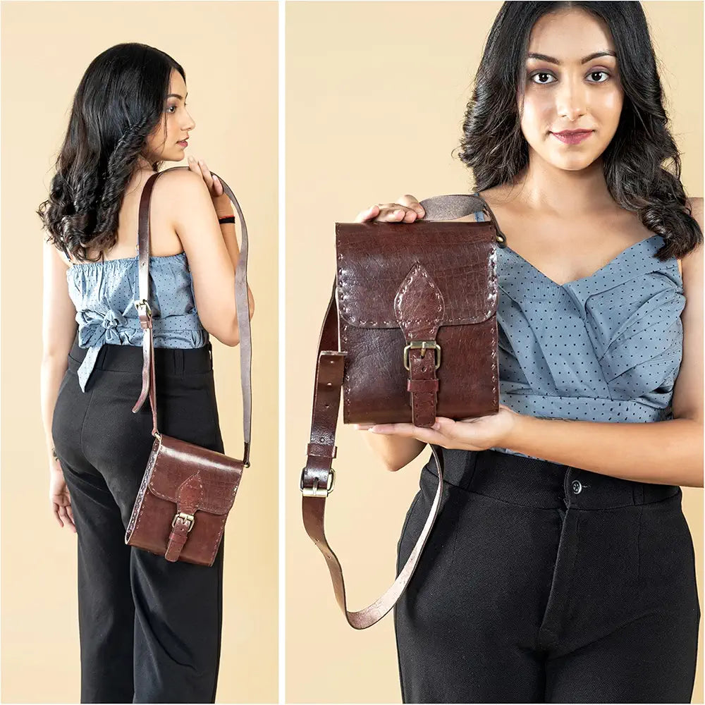 Goatter Genuine Leather Handmade Girls And Women’s Small Cross Body Sling Bag For Daily Use