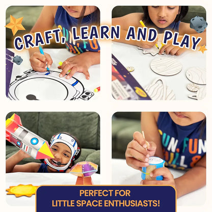 The Curious Bees Space Safari 4-in-1 Craft Box for Kids | Solar System Mobile, Astronaut Mask, Rocket Craft, Constellation DIY | Creative & Educational Space Activities | Age Group: 4-8 Years