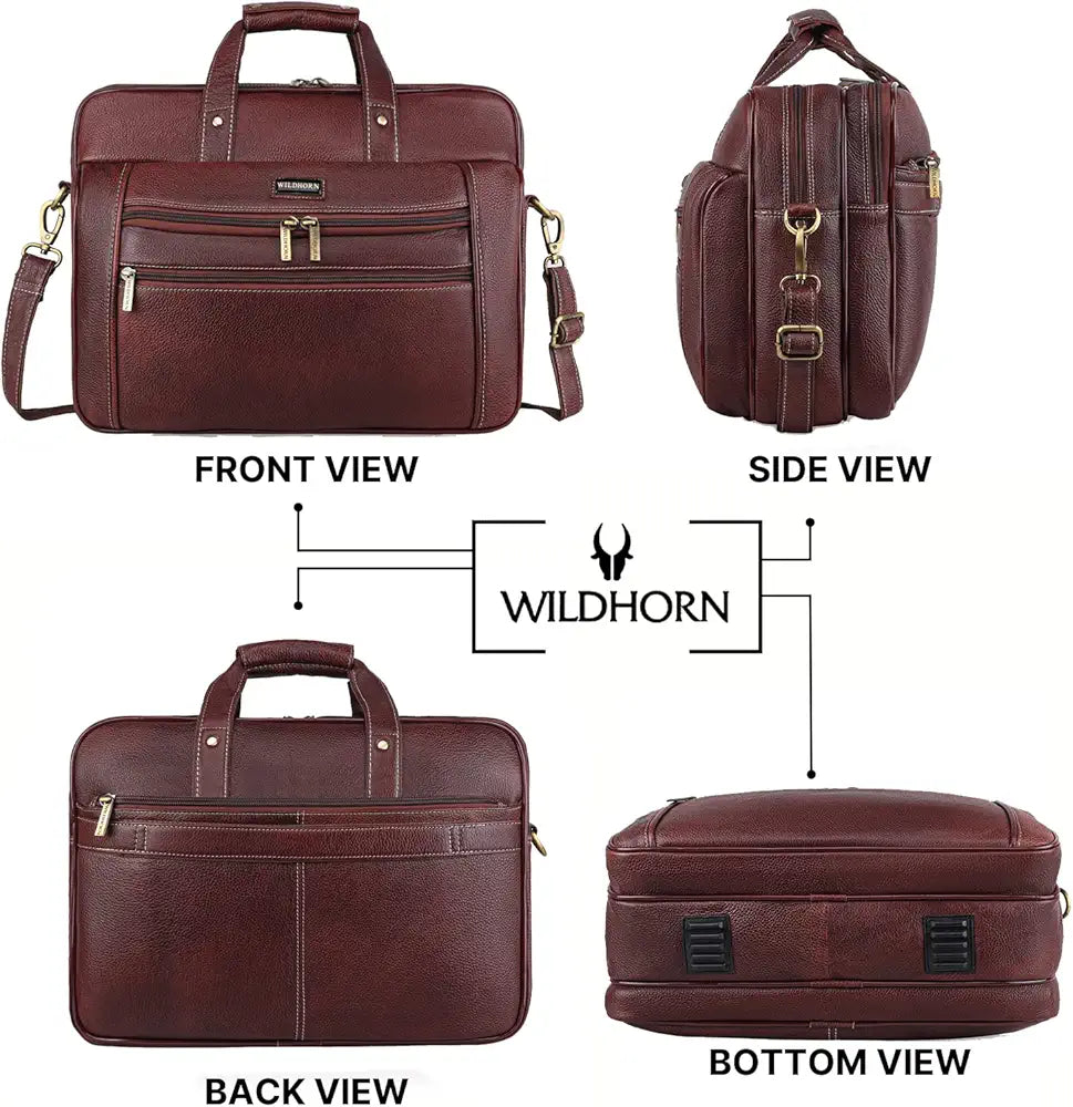 WildHorn Leather 15.5 inch Laptop Messenger Bag for Men