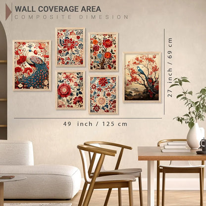 Kotart Madhubani Art Paintings with Frame Traditional Framed Painting Pack of 6 D