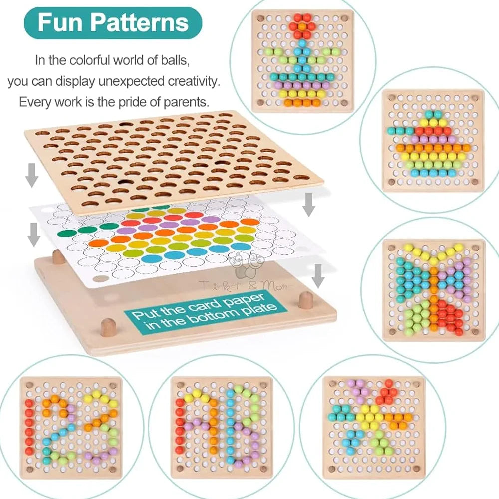 Trinkets & More Rainbow Cup Peg Board Puzzle Activity Montessori Game Toys Colour Sorting Matching Stacking Counting Balls Fine Motor Math Skills for Toddlers Boys and Girls 3 4 5 6 Years Old