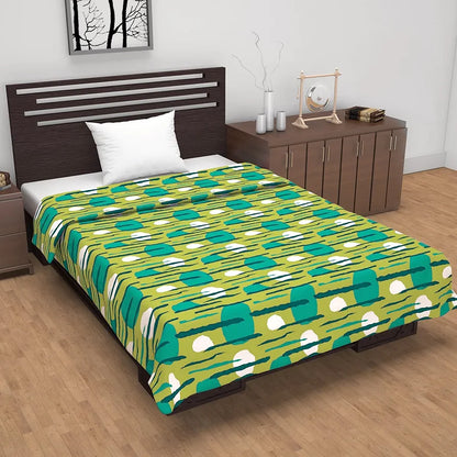 Divine Casa 120 GSM Microfiber Single Dohar Soft & Lightweight Throw Blanket Abstract Geometric Pattern Colour  Olive Green & Teal