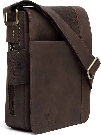 WildHorn Leather 8.5 inch Sling Messenger Bag for Men I Multipurpose Crossbody Bag I Travel Bag with Adjustable Strap I DIMENSION: L- 8.5inch H- 10.5inch W- 3inch