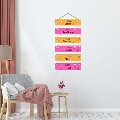 Artvibes Decorative Wall Hanging Ornaments Wooden Art Decoration Item for Home Decor | Quotes Decor Item | Set of 6