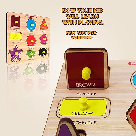 Highrooof Shapes And Colors Wooden Puzzle Wooden Toys For Kids 3 + Jigsaw Puzzles For Adults Baby