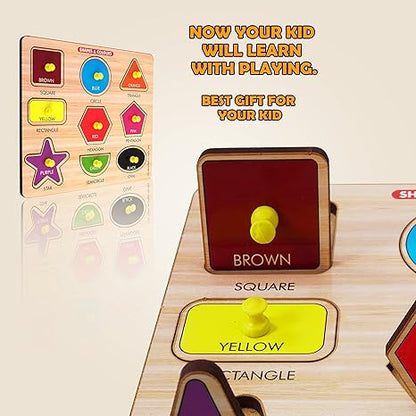 Highrooof Shapes And Colors Wooden Puzzle Wooden Toys For Kids 3 + Jigsaw Puzzles For Adults Baby