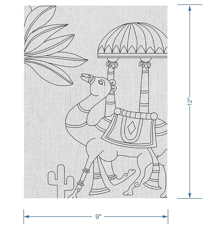 Hobby India Self Painting Beautiful Camel Canvas | Pre-designed Canvas Board for Best Gift Adults & Artist