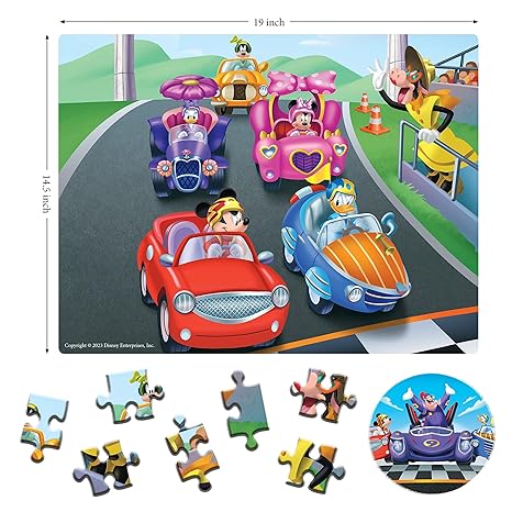 Disney Junior Mickey Book & Puzzles for Kids 7 Years and Above Race for The 1 Book & 160 Piece Puzzles