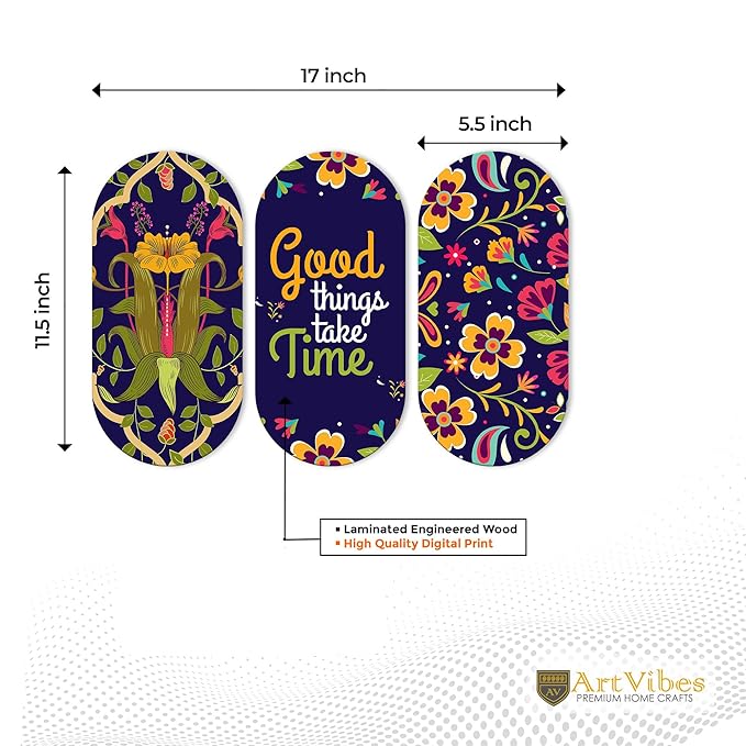 Artvibes Positive Quote Wooden Wall Hanging Decoration Items for Home | Wooden Wall Hanger | Set of 3