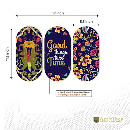 Artvibes Positive Quote Wooden Wall Hanging Decoration Items for Home | Wooden Wall Hanger | Set of 3