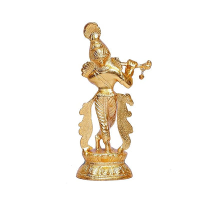 KridayKraft Lord Krishna Metal Statue Krishna idol Murti Playing Flute for Temple Pooja idol