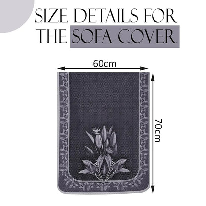 Kuber Industries Set of 4 Net Durable 2 Seater Sofa Covers Leaf Dark Grey & Lilac