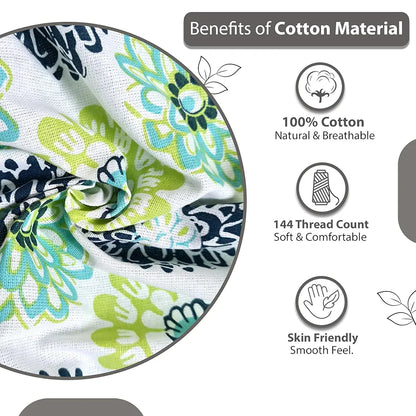 Divine Casa 144 TC 100% Cotton Single Bedsheet with 1 Pillow Cover  Flral Pattern Colour Calery