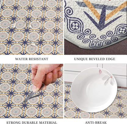 Luxe Home Columbo Anti-Fatigue Kitchen Mat Moroccan Tile Standing Desk Mat Colour Patcrn