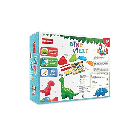 Funskool Fundough Playset Dino Ville Pretend Play Mould to Make Dinosaurus from Dough