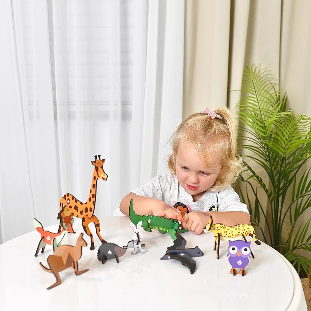 Butterfly EduFields 3D Wooden Animal Puzzles for Kids  | DIY Educational Toys for Boys & Girls | Birthday Gift for 2, 3, 4 Year Old Kids | Montessori Learning & Craft Kit