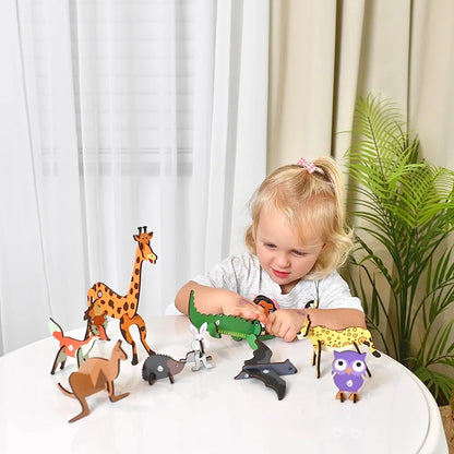 Butterfly EduFields 3D Wooden Animal Puzzles for Kids  | DIY Educational Toys for Boys & Girls | Birthday Gift for 2, 3, 4 Year Old Kids | Montessori Learning & Craft Kit