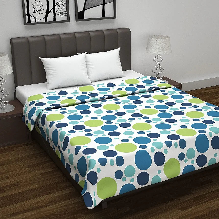 Divine Casa 100% Cotton All Season Reversible Dohar Double Bed Size AC Blanket Lightweight Bed Blanket TC - 120 Colour Emerald and Aqua