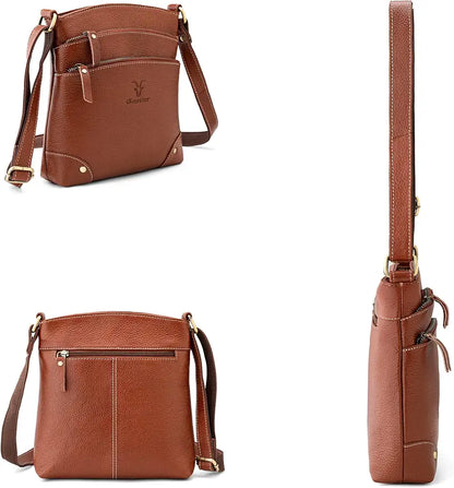 Goatter Genuine Leather 9.5" Inch Sling Cross-BodyBag for Girls And Women,