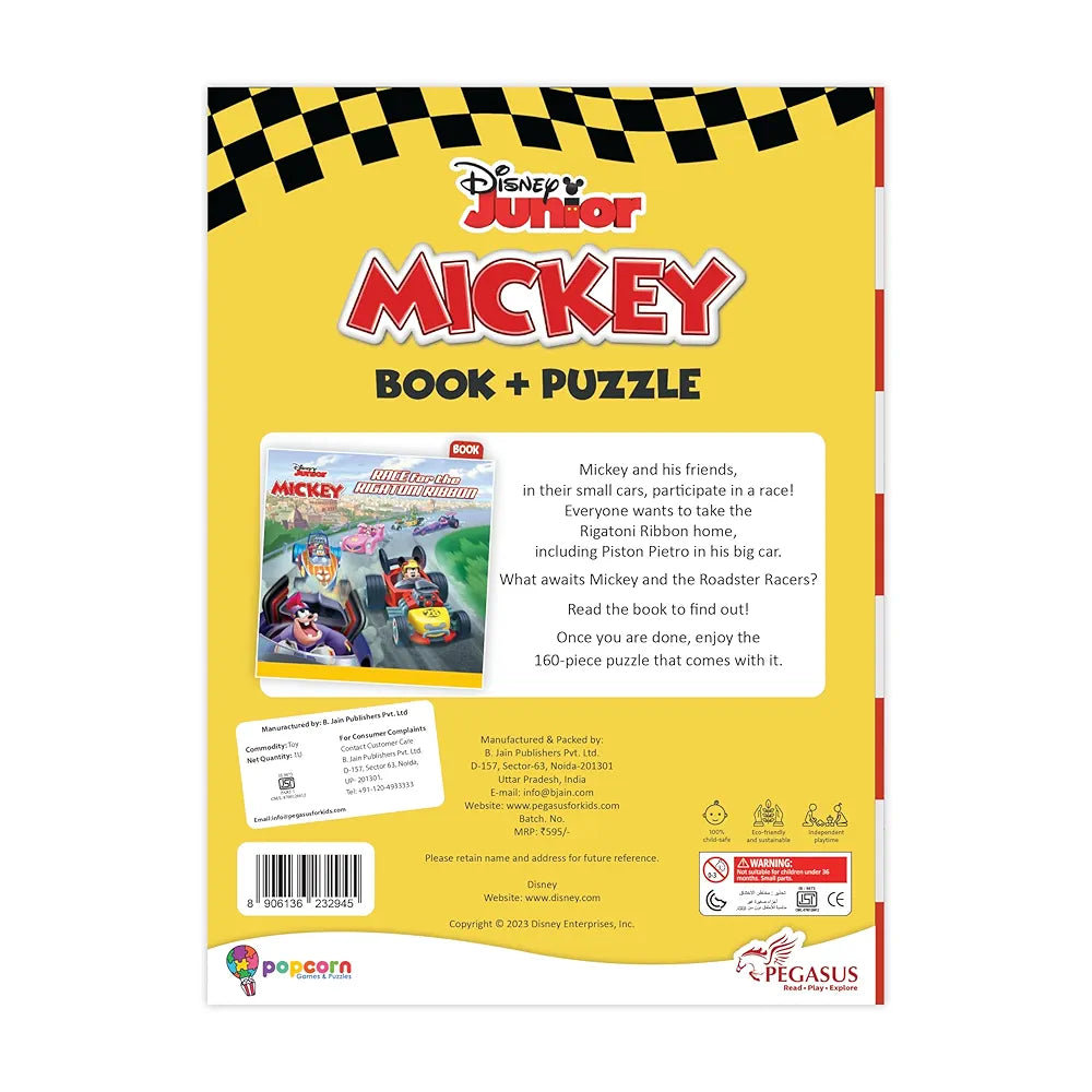 Disney Junior Mickey Book & Puzzles for Kids 7 Years and Above | Race for The Rigatoni Ribbon | 1 Book & 160 Piece Puzzles
