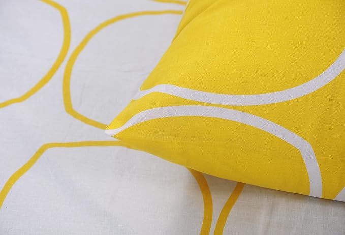 Huesland by Ahmedabad Cotton 144 TC King Size Bedsheet Cotton with 2 Pillow Covers | White & Yellow