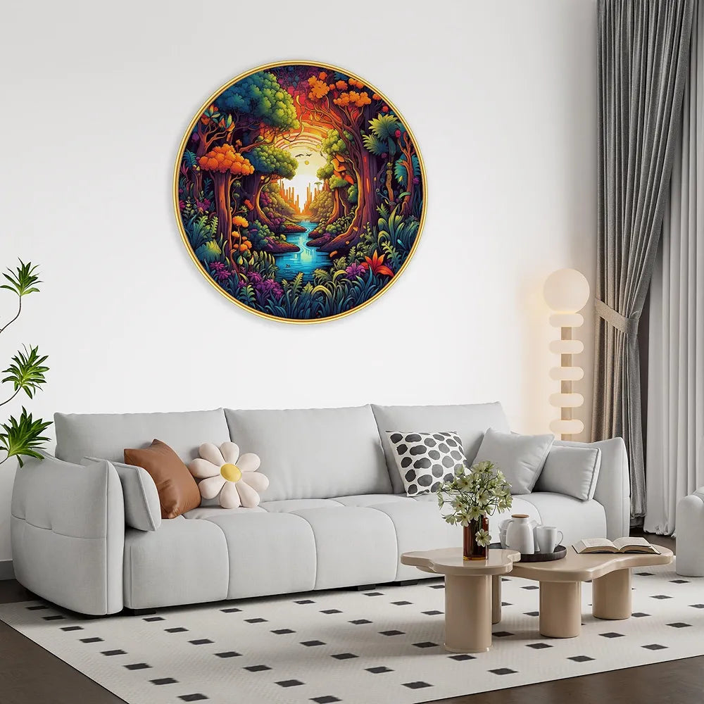Livin'luxe Paintings Nature Scenery Abstract Modern Art Premium Sparkle Lamination Golden GR-43