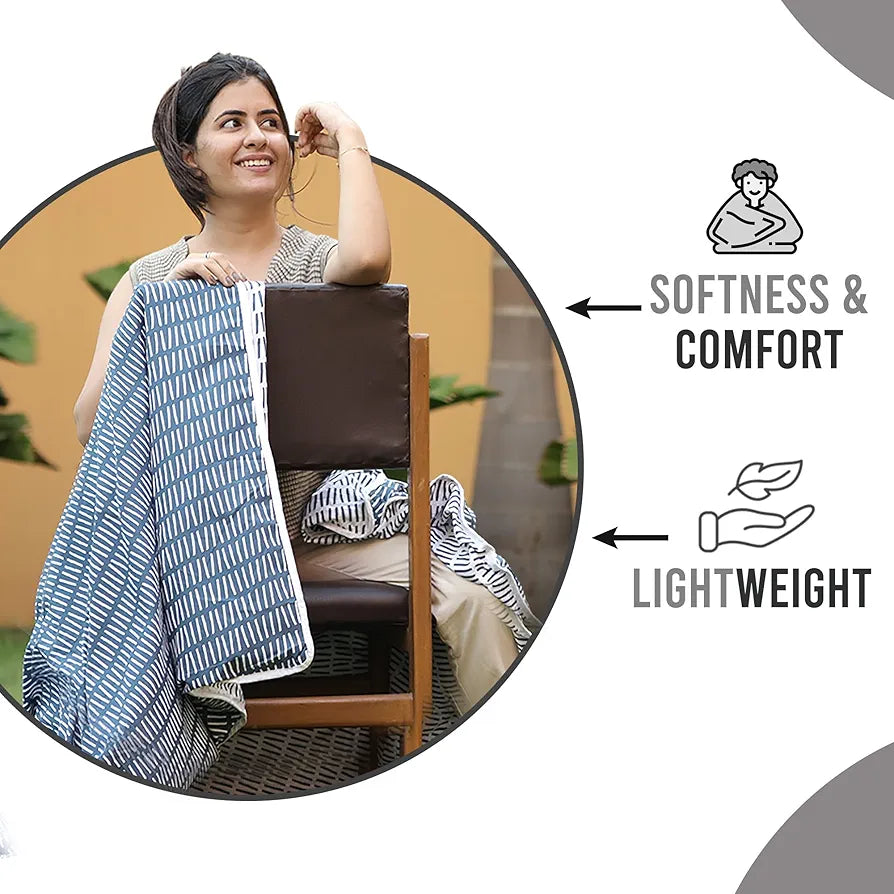 Divine Casa 120 GSM Microfiber Single Bed Comforter Soft & Lightweight Reversible AC Blanket Colour Blue Mirage