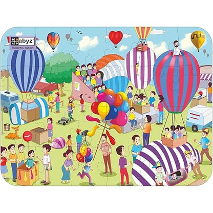 ABYZ Wooden Jigsaw Puzzles for Kids AIR Ballon Jigsaw Puzzle for Kids of Age 4-6 Years 24 Pcs Puzzle