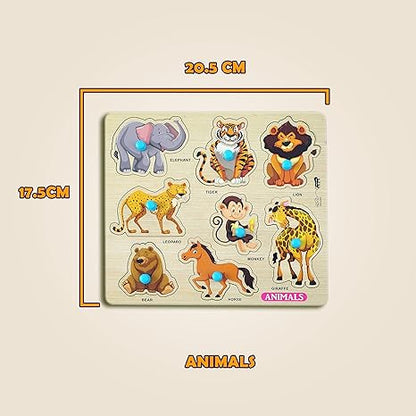 Highroof Jungle Animal Wooden Puzzle Wooden Toys for Kids 3 + Jigsaw Puzzles for Adults Baby Learning