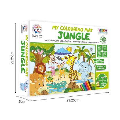 Ratna's My Coloring Mat Jungle Printed Mat of Size 40 x 27 Inches, Washable & Reusable Colouring Kit for Kids 3+ Years