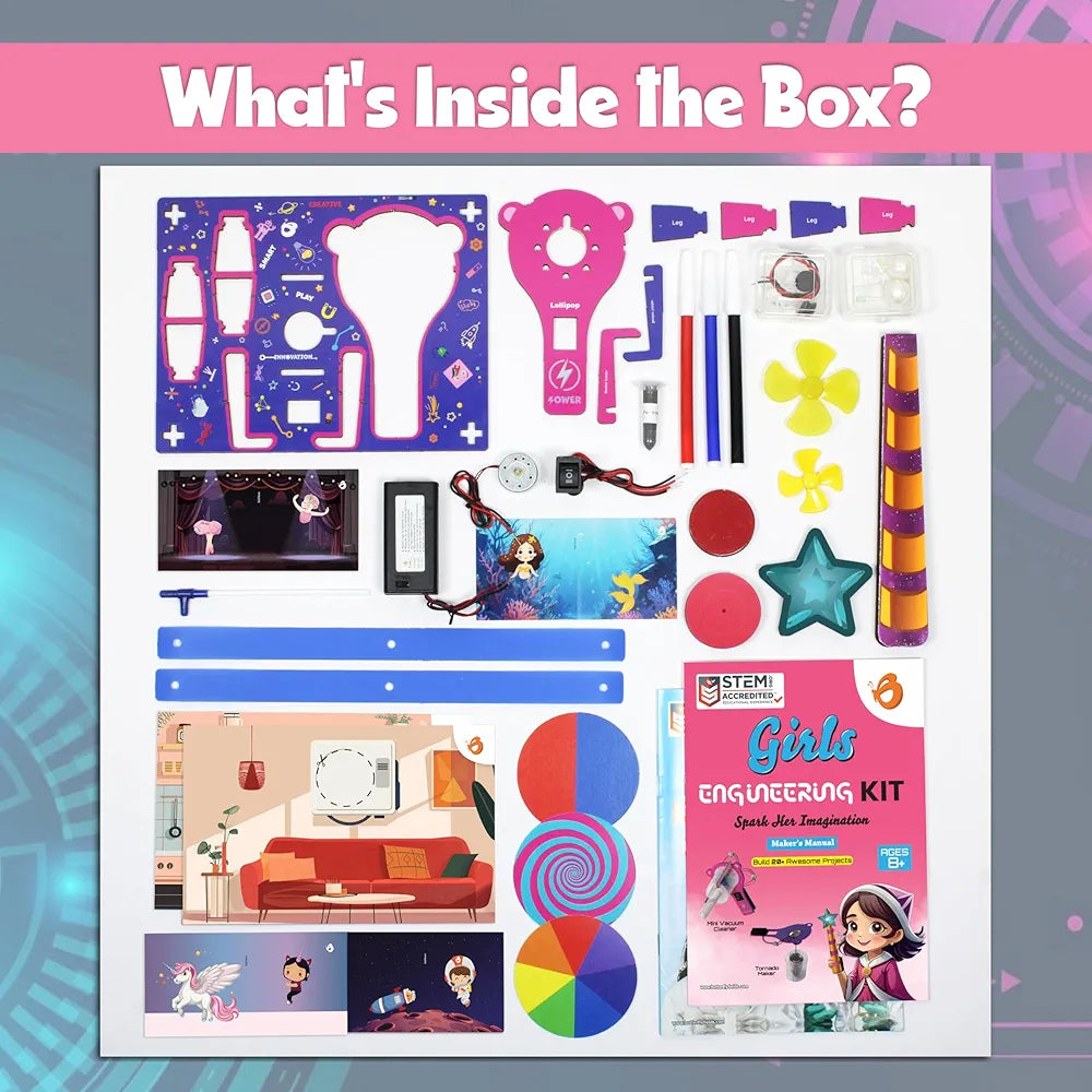 Butterfly EduFields 100+ STEM Engineering Project Kit for Girls Ages 8 10 12 15 Years | Ultimate DIY Science Experiments for Kids | Educational Engineering Toys Best Birthday Gift idea