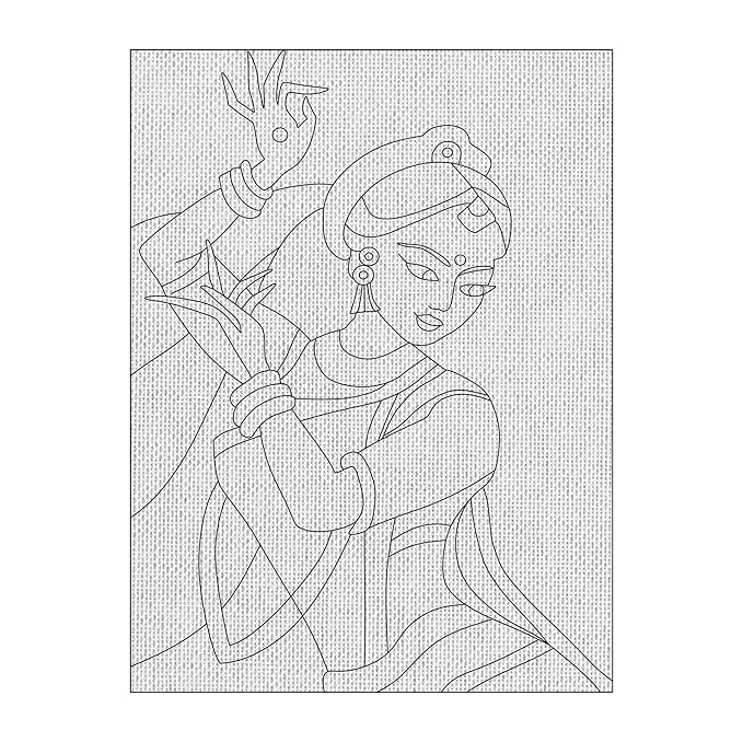 Hobby India Self Painting Madhubani Art Canvas | Madhubani Art | Pre-designed Canvas Board