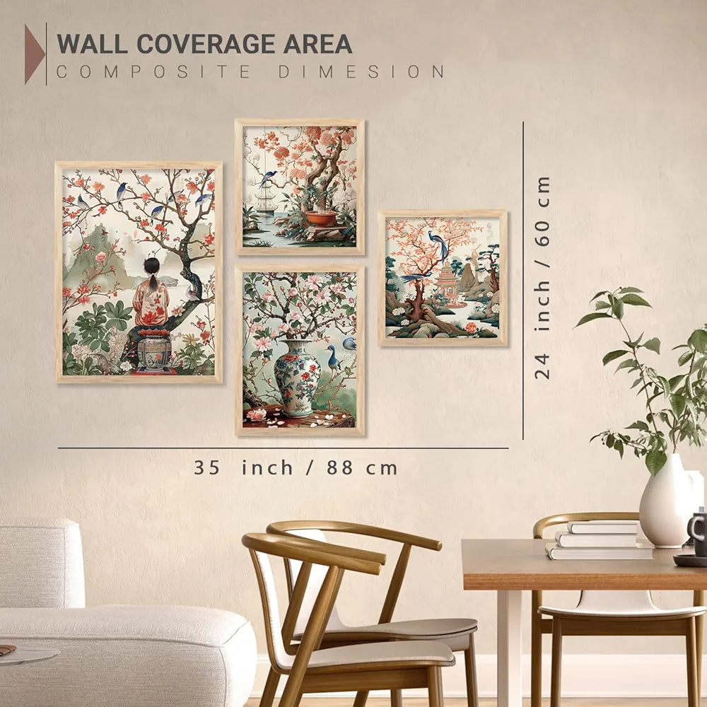 Kotart Nature Inspired Modern Art Paintings with Frame Set of 4 Frames C