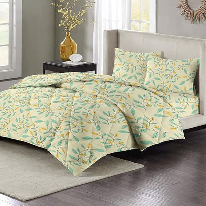 BSB Home Beautiful Print Cotton Reversible AC Blankets Comforter for Single Size Bed