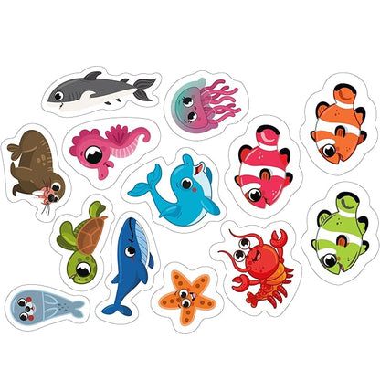 Mini Leaves Wooden Magnetic Fishing Game for Kids | Educational Fish Catching Game for Kids | 13 Pieces Square