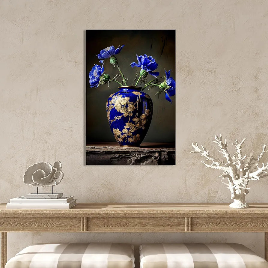 Kotart Blue Floral Modern Art Canvas Paintings for Bedroom Room Living Room Abstract Canvas Painting Style01