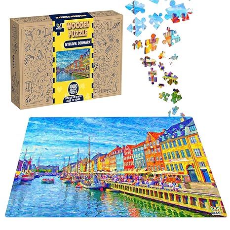 Webby Wooden Nyhavn, Denmark Jigsaw Puzzle 1000 Pieces Multicolor