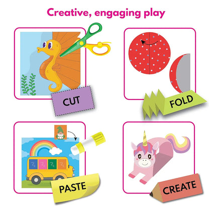 SparkLPlay Scissor Skills Activity Book for Kids Ages 3 to 9 | 20 Fun DIY Cutting Crafts | Art & Craft Kit | Creative Learning Toy | Snip Snip | Gift for Girls & Boys 