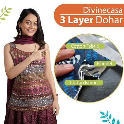 Divine Casa 100% Cotton Single Bed Dohar Lightweight AC Blanket Soft & Breathable Reversible Quilt Colour Lime Punch