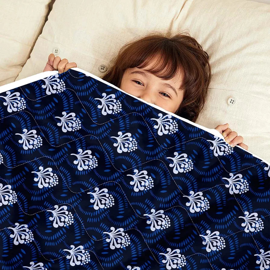Divine Casa 120 GSM Microfiber Reversible Kids Single Bed Comforter Ultra-Soft Toddler Blanket Colour Medieval Blue