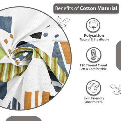 Divine Casa 144 TC Cotton Bedsheet for Single Bed with 1 Pillow Cover Colour Yellow & White