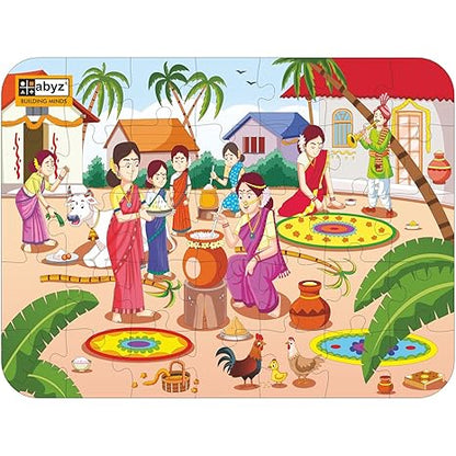 Abyz Wooden Jigsaw Puzzles For Kids Pongal Jigsaw Puzzle For Kids Of Age 4-6 Years 35 Pcs Puzzle