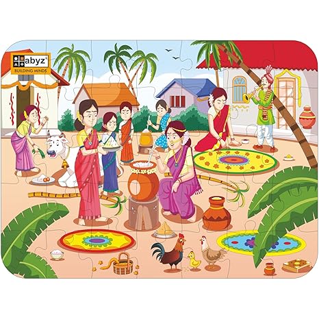 Abyz Wooden Jigsaw Puzzles For Kids Pongal Jigsaw Puzzle For Kids Of Age 4-6 Years 35 Pcs Puzzle