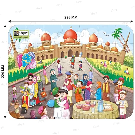 ABYZ Wooden Jigsaw Puzzles for Kids Eid Jigsaw Puzzle for Kids of Age 4-6 Years 35 Pcs Puzzle
