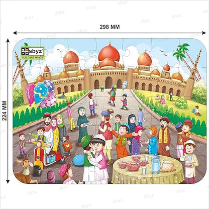 ABYZ Wooden Jigsaw Puzzles for Kids Eid Jigsaw Puzzle for Kids of Age 4-6 Years 35 Pcs Puzzle