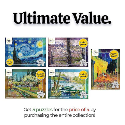 91Knots Vincent Van Gogh Wooden Jigsaw Puzzle (140 Pieces) for Adults and Kids | 5 Box Collection Painting Puzzle | Brain Booster Games & Toys