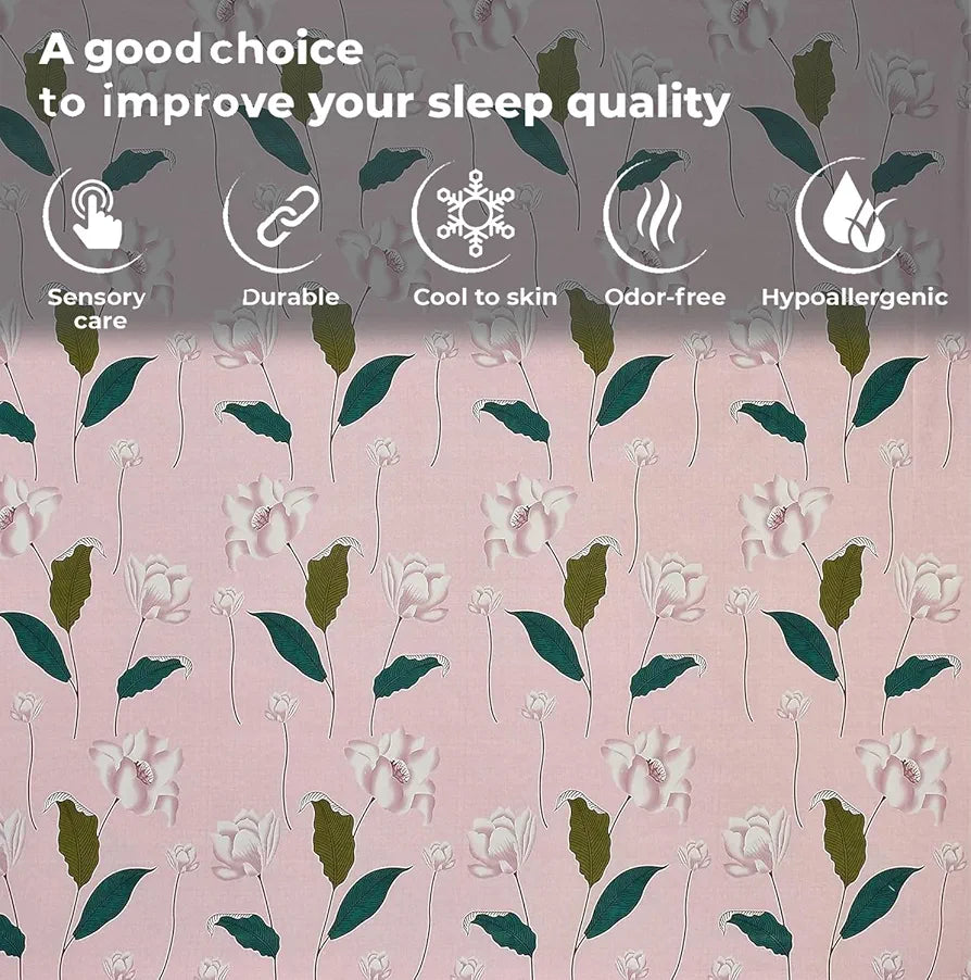 Fresh From Loom Floral King Size Bedsheet Microfiber Rotary Printed Hypoallergenic Wrinkle Free With 2 Pillow Covers Multicolor 144 TC Flamingo