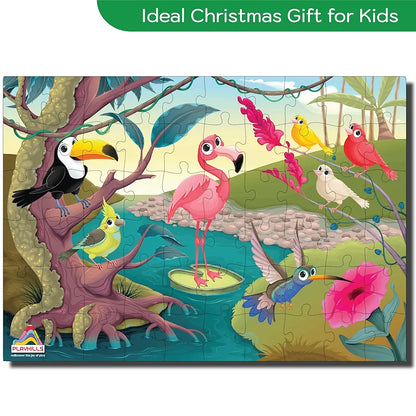 Playhills Wooden Puzzle Colourful Birds in Jungle 60 Puzzle Pieces, Ideal Holiday/Birthday Gift for Kids 3,4,5,6,7 Years