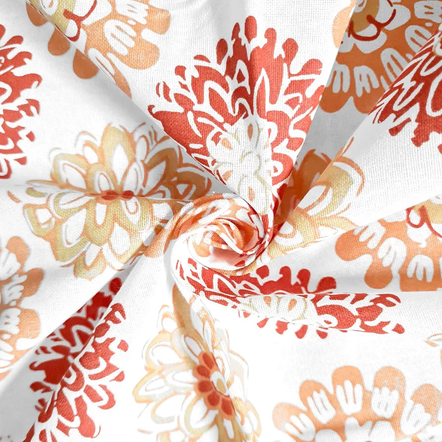 Divine Casa 144 TC 100% Cotton Bedsheet for Single Bed with 1 Pillow Cover Colour Red Orange
